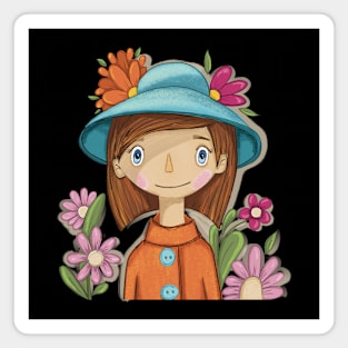 Lady in  Hat with Flowers Magnet